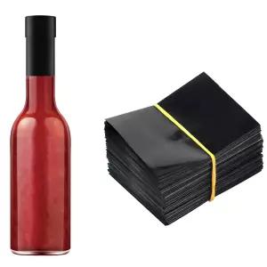 블랙 슈링크 밴드 핫소스 병 및 기타 액체 위한 50x60mm 200피스 랩 직경 3/4 ~1 에 맞습니다
