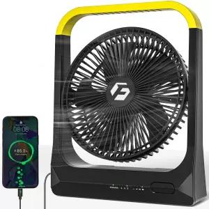 배터리 구동 충전식 휴대용 선풍기 20800mAh 작동 캠핑 80시간 지속 3350RPM USB 책상 개인용