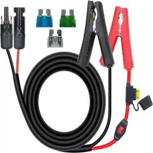 RIIEYOCA 14AWG 배터리 악어 클립-태양광 커넥터 연장 케이블 태양열 어댑터-악어 충전 케이블(스위치 및