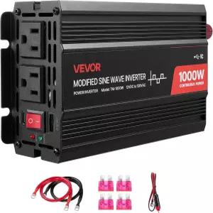 VEVOR 1000W 파워 인버터 12V DC에서 120V AC 개조 사인파 USB 및 타입-C 포트가 있는 자동차 충전기