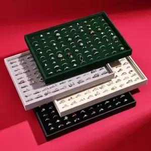 벨벳 반지 보관함 대용량 보석 진열대 상인용 스완 소재 나무 받침대 스탠드