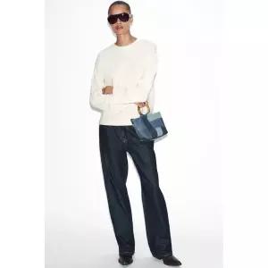 ZARA 텍스처 롱 슬리브 티셔츠 - 스크래치 화이트 4174/152/251