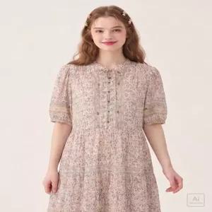 [Thursday Island] 플라워 패턴 보더 믹스 원피스(T244MOP283W)