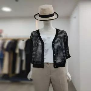SI 세이브존04 메쉬 브이넥 가오리 가디건 SMC2129660BK