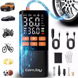 고속 타이어 인플레이터 휴대용 공기 압축기 자동차 150PSI 무선 펌프 - 6000mAh 및 12V DC 디지털 게이지