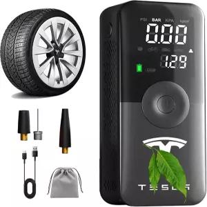 Tesla 타이어 인플레이터 휴대용 150 PSI 4배 빠른 무선 디지털 공기 압축기 자동 차단 듀얼 압력 게이지