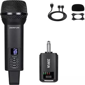 ZERFUN 충전식 무선 마이크 노래방 노래 교회 파티를 위한 에코 트레블 BASS VOL 제어 기능이 있는 프로