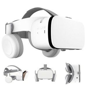 전화용 VR 헤드셋 어린이용 블루투스 3D 화이트 가상 현실 헤드폰이 전용 영화 안경 게임 장착된