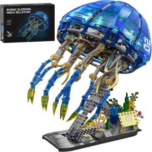 Myth Qholve 바이오닉 빛나는 기계 해파리 빌딩 세트 1146PCS 스팀펑크 모델 LED 조명 기어 조인트 상세
