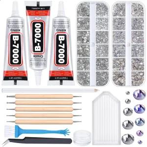 라인스톤이 포함된 B7000 클리어 비즐러 키트 4013PCS 젬 25ML B-7000 접착 비드 주얼리 텀블러 공예 의류