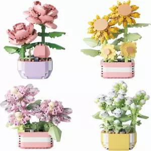 잉이와 마이크로 미니 플라워 식물 컬렉션 빌딩 세트 플랜츠 오피스 홈 데코 분재 장난감 창의적인