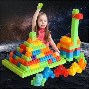 LOGBAY 2025 최신 177 PCS 3세 이상 용 대형 빌딩 블록 베이스플레이트가 있는 빅 브릭 세트 STEM 교육용