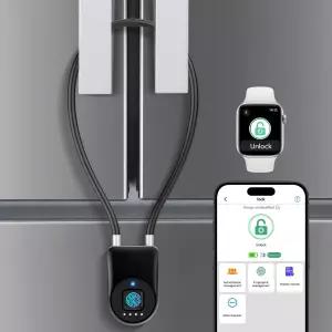키리스라이프 지문 냉장고 잠금장치 및 보호 스마트 케이블 APP 제어 방수 캐비닛 프렌치 도어 게이트 펜스
