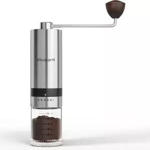 비반트 커피 그라인더 수동 용량 32g - 스테인리스 스틸 원뿔형 버 핸드 조절 가능한 설정의 에스프레소