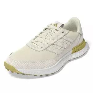 Adidas 여성용 S2g 25 가죽 스파이크리스 골프화, 오프 화이트/골드 메탈릭/검 4