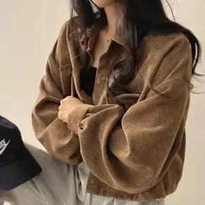 청자켓 캐주얼 여성 코듀로이 크롭 스트링 셔츠 자켓 점퍼