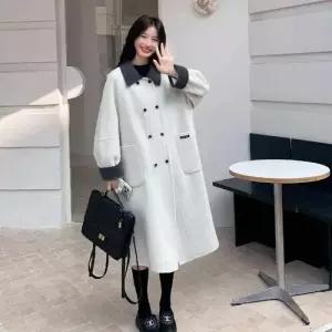 엘럽 여자 울 롱 더블 모피 코트 박템1