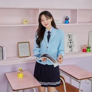 교복몰 베이비 블루 화이트라인 여자 자켓 교복 학생.