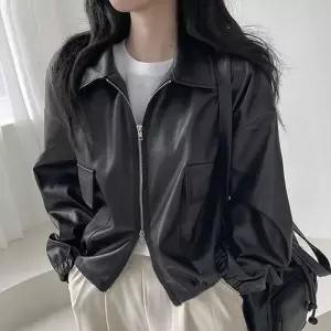 여성 투웨이 지퍼 가죽 라이더자켓 아우터 (24202791A)