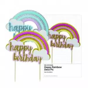 생일토퍼 무지개 케이크장식 케익토퍼 케익꾸미기 파티 생일