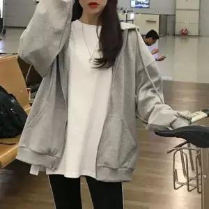 편한 나들이 루즈핏 후드 집업 점퍼 캐주얼 여자 잠바 WFFNF2A
