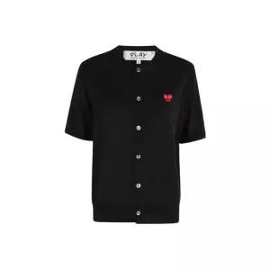 하트 와펜 반팔 가디건 블랙 공용 AX N095 051 1