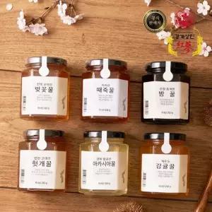 강개상인 국내산 자연 벌꿀 6종 모음 250g 1텍일) 섞지 않은 천연꿀 무첨가