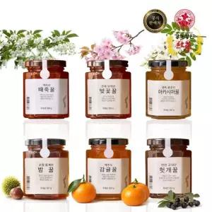 강개상인 천연 자연 벌꿀 6종 모음 250g 1텍일) 섞지 않은 천연꿀 국산 무첨가