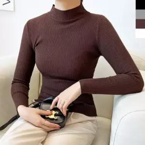 여자 골지 반목폴라 니트티 기본 반폴라 슬림핏 20대