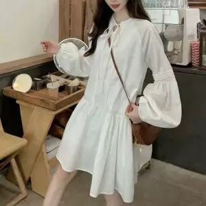 볼륨소매 퍼프 여성 플레어 원피스 화이트 화이트원피스 퍼프원피스 볼륨소매 벌룬소매