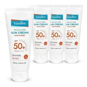 SPF50+ 바세린 앤 선크림 바디 페이스 PA++++ 모이스처 썬케어 4개 150ml