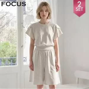 [포커스] [2SET] 날개 소매 맨투맨 티셔츠+밴딩 팬츠_VF6M1TS6851