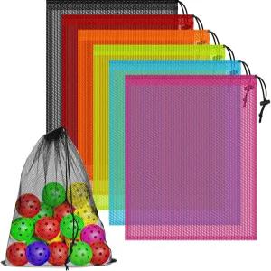 6PCS 멀티컬러 메시 백 드로스트링 장치가 있는 4 x 7 인치 넷 체육관 세탁 공 해변 및 장난감을 위한