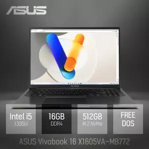 ⓒ ASUS 비보북 16 X1605VA-MB772 16GB 512GB / 16인치 대화면 포토샵 휴대용 업무용 사무용 대학생 노트북