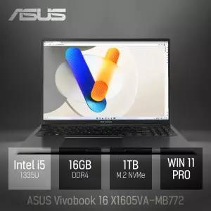 ⓒ ASUS 비보북 16 X1605VA-MB772 16GB 1TB WIN11 / 16인치 대화면 휴대용 업무용 사무용 대학생 노트북