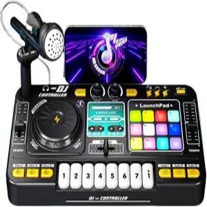 음악 믹서 피아노 장난감 휴대용 키보드 DJ 테이블 조명 청소년 및 USB 충전식 디지털 오디오 학습 홈