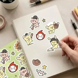 귀여운 고양이 동물 캐릭터 스티커 도무송 야구 야구장 응원 노트...