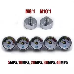 미니 게이지 압력계 25mm 1 인치 고압 핸드 펌프 밸브 액세서리 레귤레이터 다이빙 등산 M10 * M8 40MPa