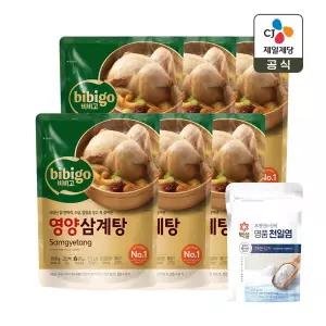 비비고 영양 삼계탕 800g x6개+백설 명품 천일염 오천년의 신비 가는입자 소금 250g x1개