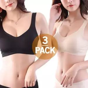 (3장세트)V넥 여성 심리스브라 노와이어 브라탑 브래지어