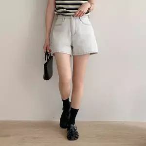 (SL/롱다리핏)쿨 하이웨스트 세미 A라인핏 데님 반바지 청반바지 ps5187