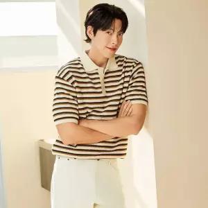 지이크 카프리 스트라이프 티에리 카라 반팔 니트 FKUCD8321 377339