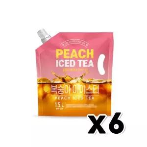 웰그린 복숭아 아이스티 대용량파우치음료 1.5L x 6개