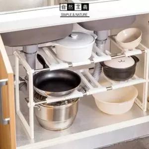 싱크대 정리 선반 수납장 주방 2층 정리대 스토리지 옷장 신발장 다용도 (W82CD8E)