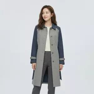 [조이너스]데님 배색 미디 코트-JS23HC2002308D