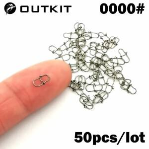 OUTKIT 50PCS 스테인레스 스틸 핀 회전 낚시 액세서리 커넥터 루어 클립 롤링 바다 태클