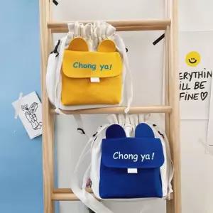 인형뱃지 버니 버킷백 미니 크로스백 캔버스백 슬링백 캐주얼 대학생가방 캔버스백