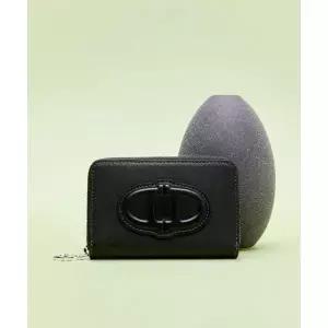 매장정품 ATHE VANESSABRUNO [STAMP] 블랙 레더 지퍼 동전지갑(실버) AAHO6F456BK