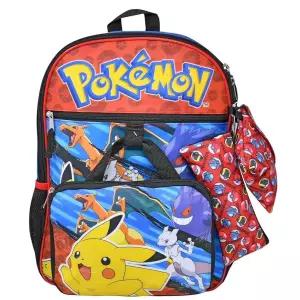 258697 Bioworld 아동용 백팩 및 도시락 가방 세트 - 포켓몬 40.6cm(16인치) 경량 학교 책가방, 단열 키체