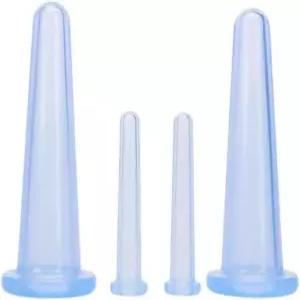 BWESOO 4PCS 마사지 컵 세트 실리콘 미니 얼굴 도우미 피부 관리 목 사용 안전 제품 걱정하지 마세요 (파란색) Blue